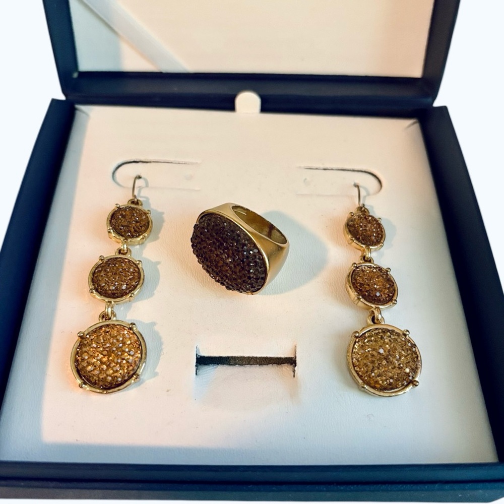 Elegant Gold and Brown Jewelry Set